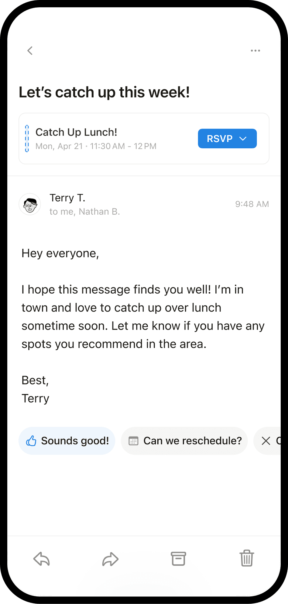A screenshot of Notion Mail on mobile