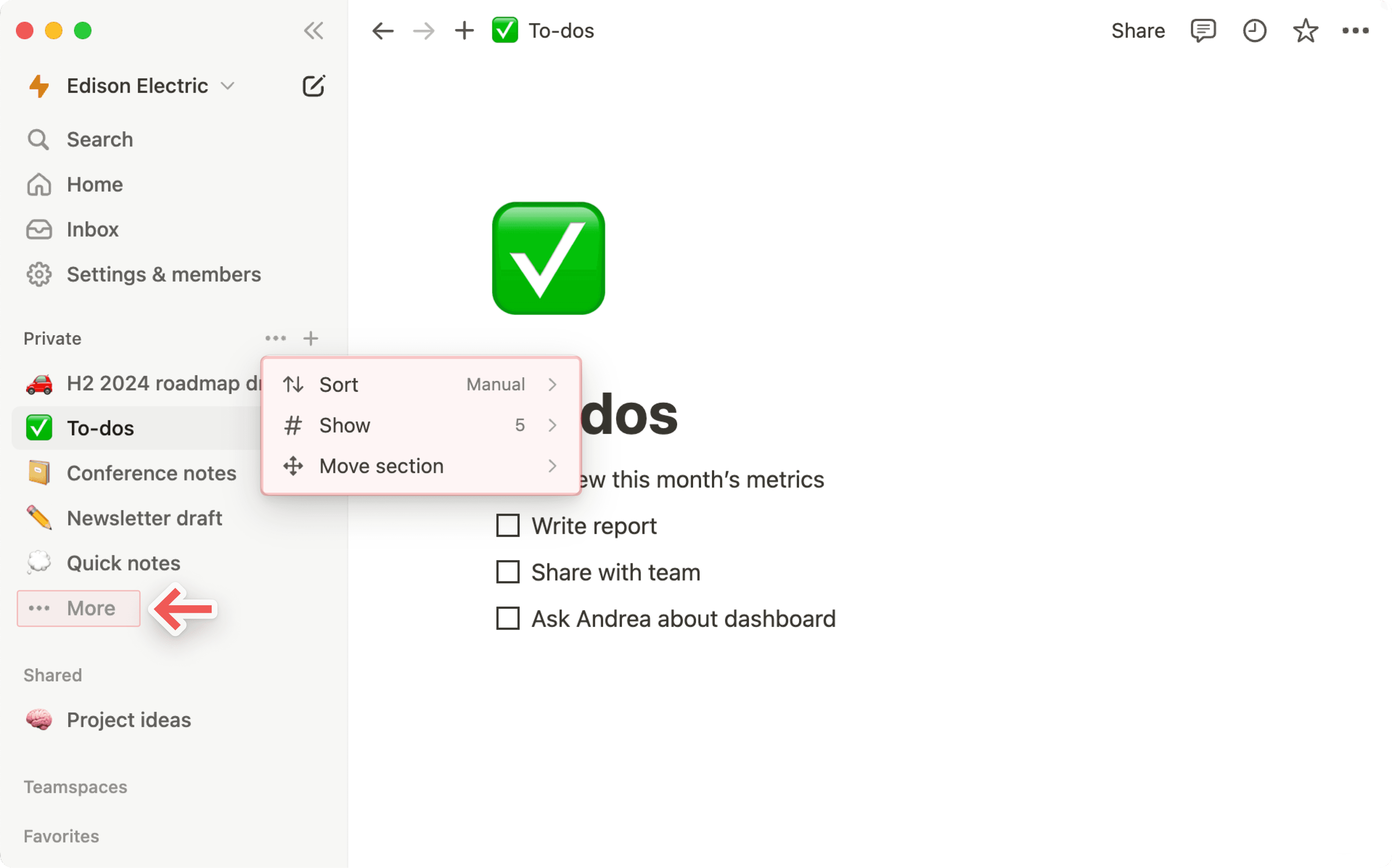 hc: sidebar section settings