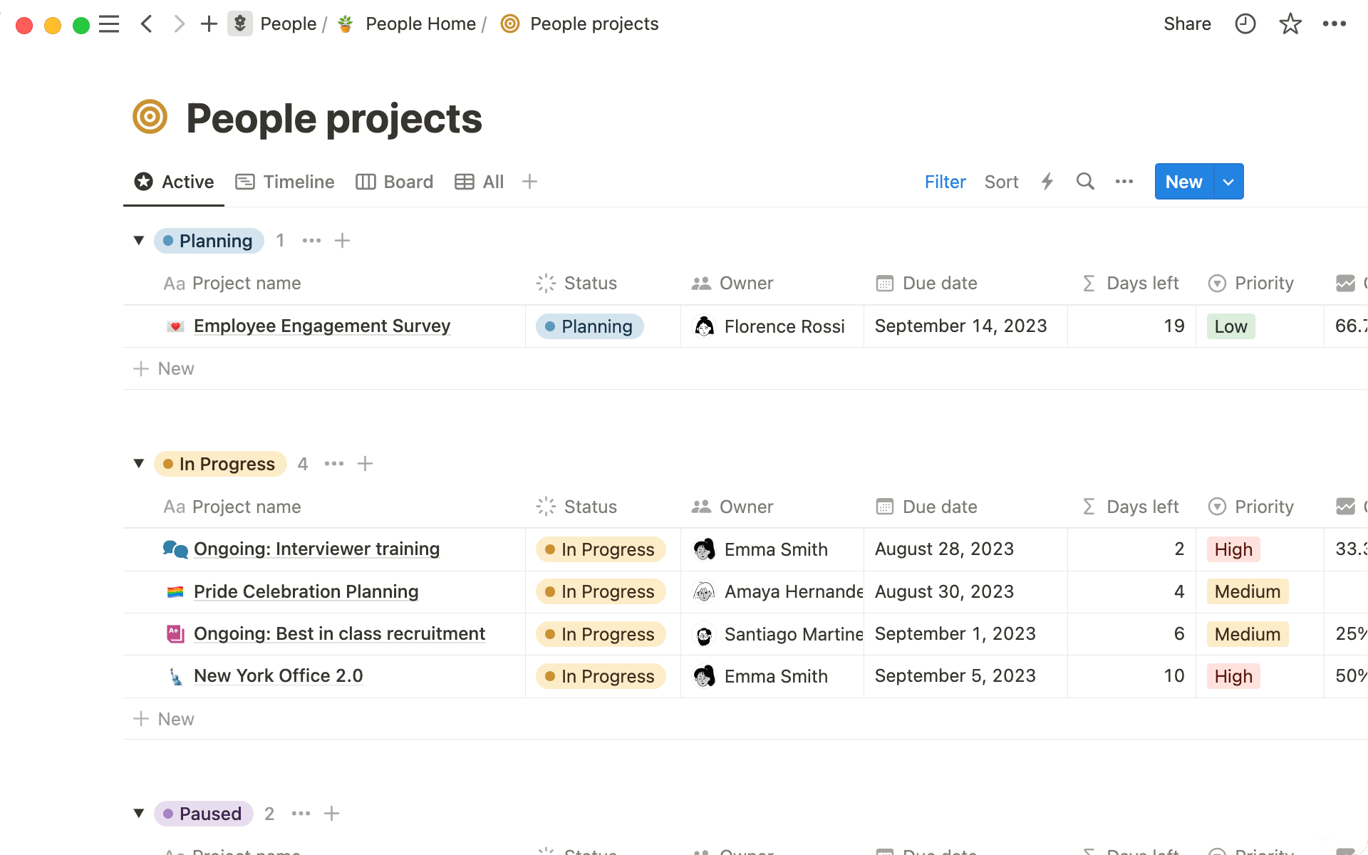 Use a formula to calculate how many days are left before a project's due date.
