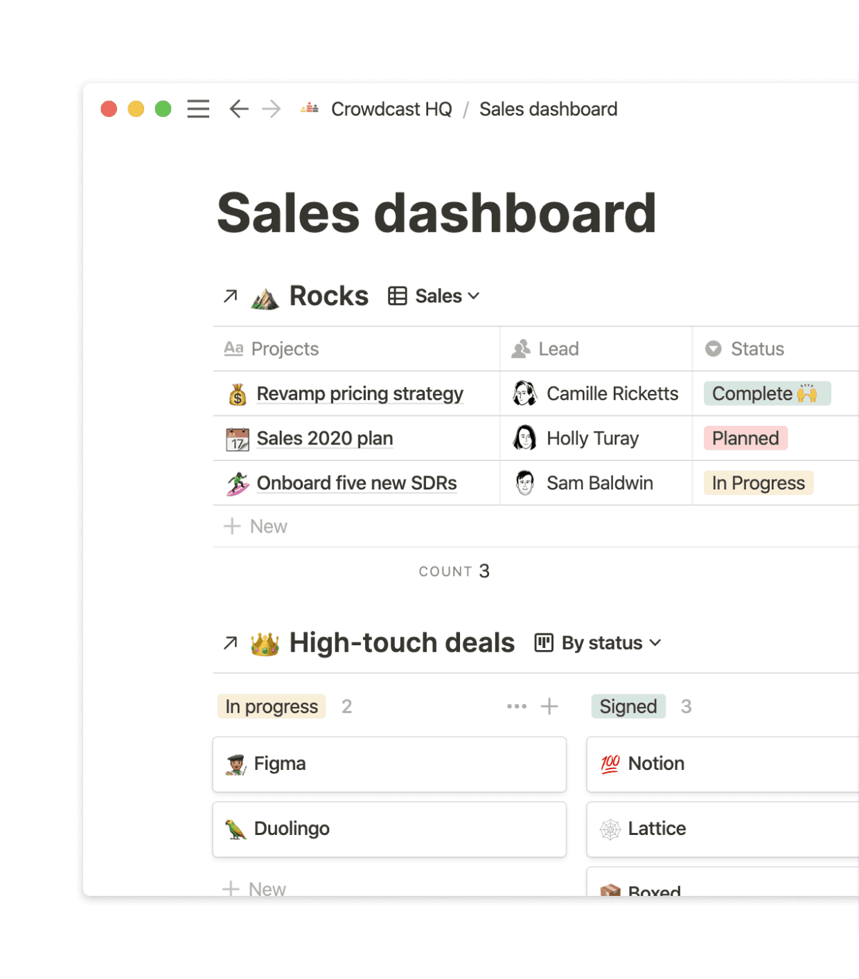 Each team can pull in information from multiple places to create a dashboard.