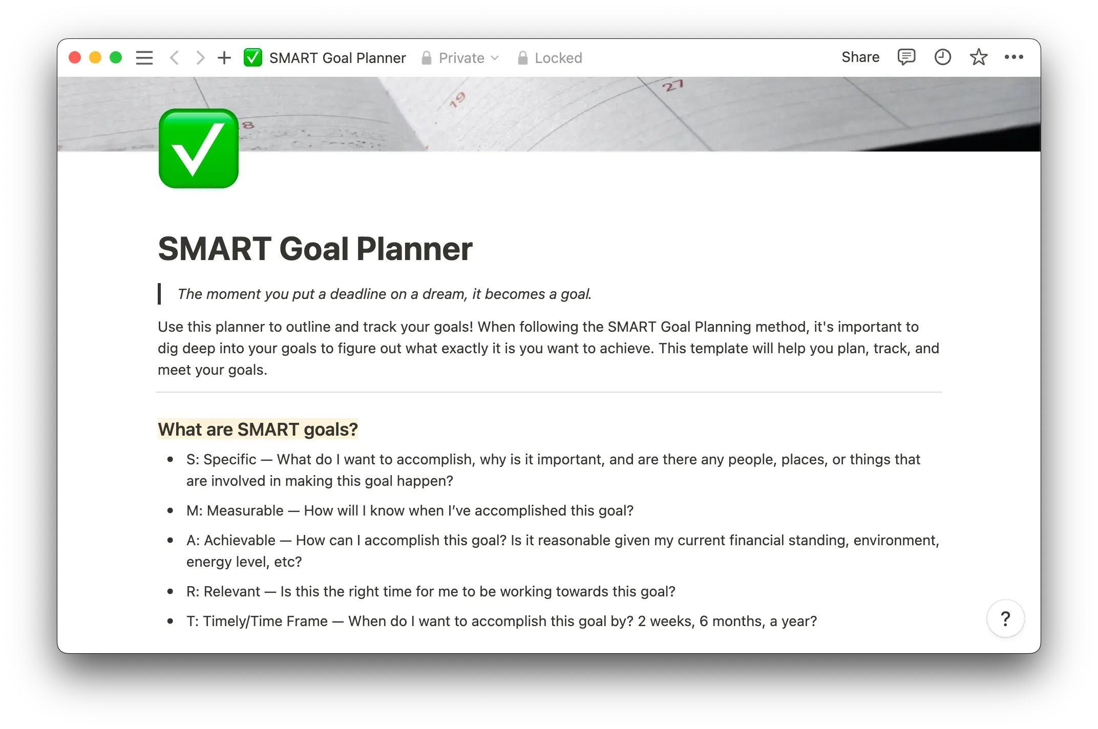smart goal planning