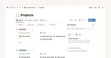 Crea flujos de trabajo de gestión de proyectos agilizados con las automatizaciones de base de datos