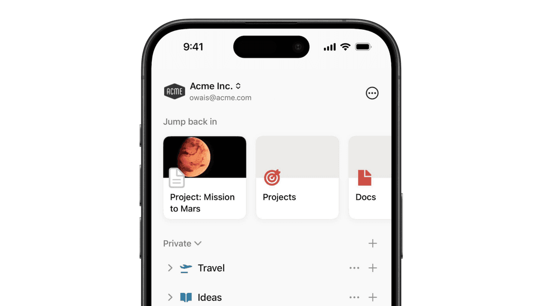 Espaces de travail sur mobile