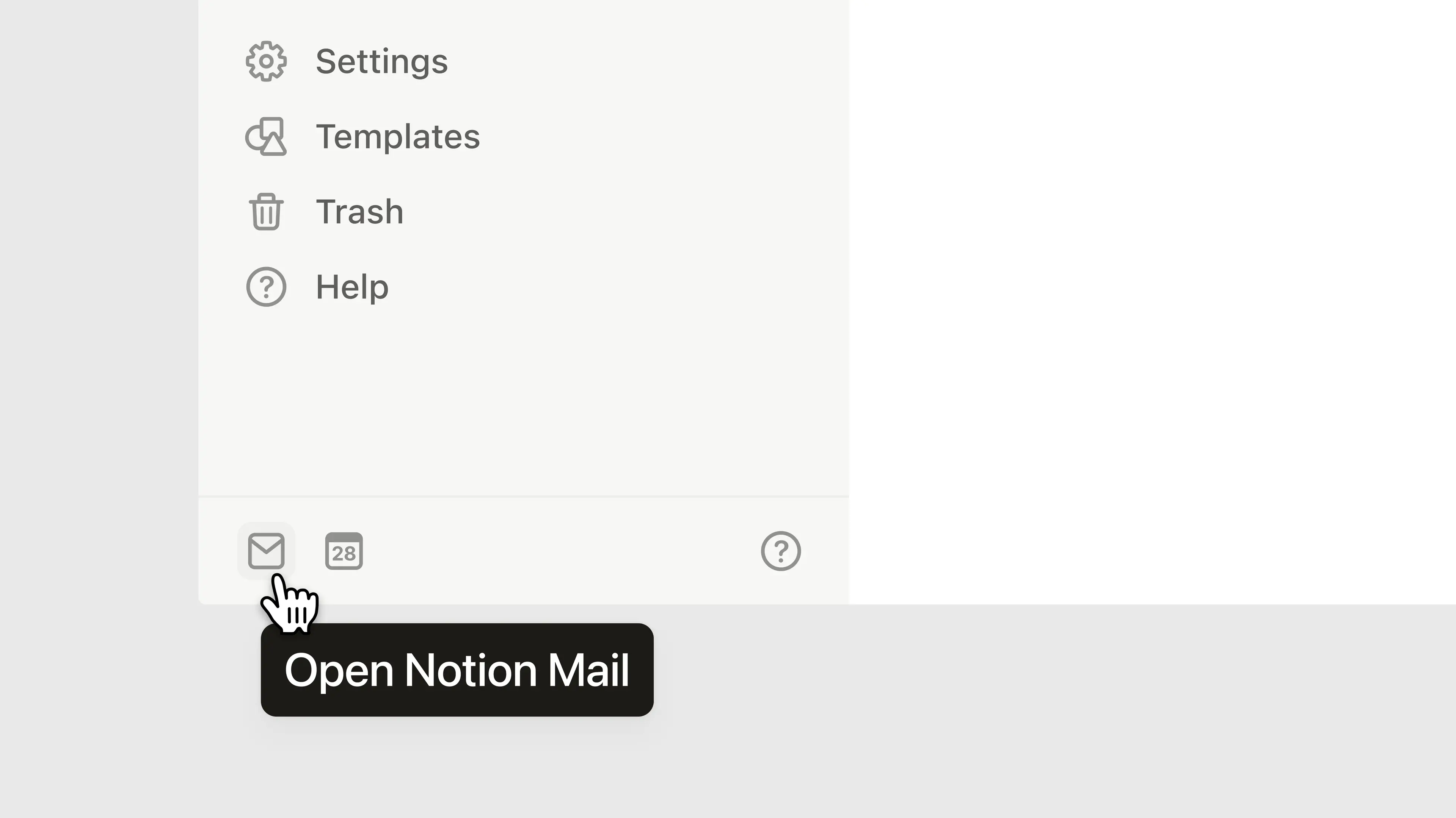 hc: notion mail sidebar entry point