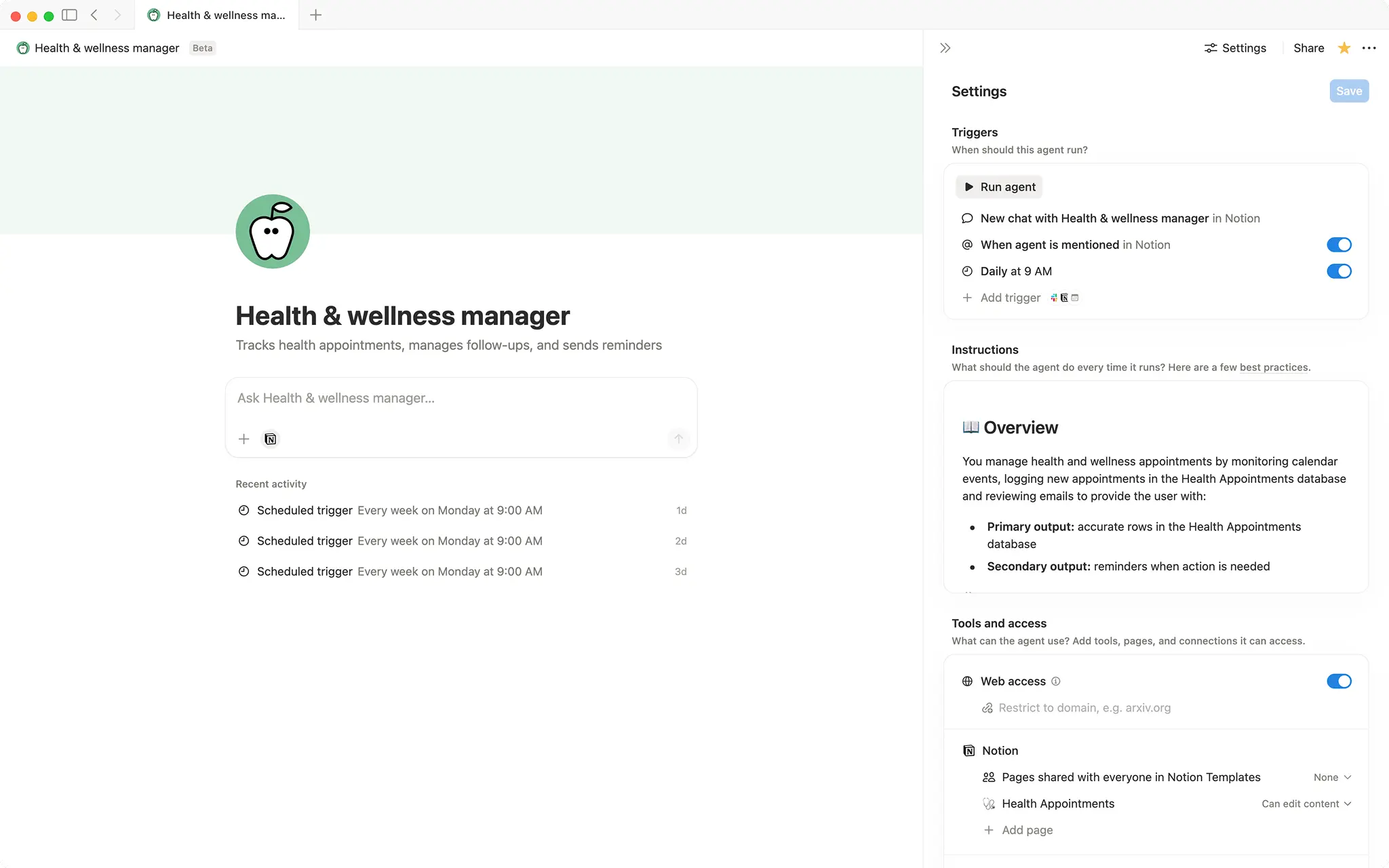 Health & wellness manager