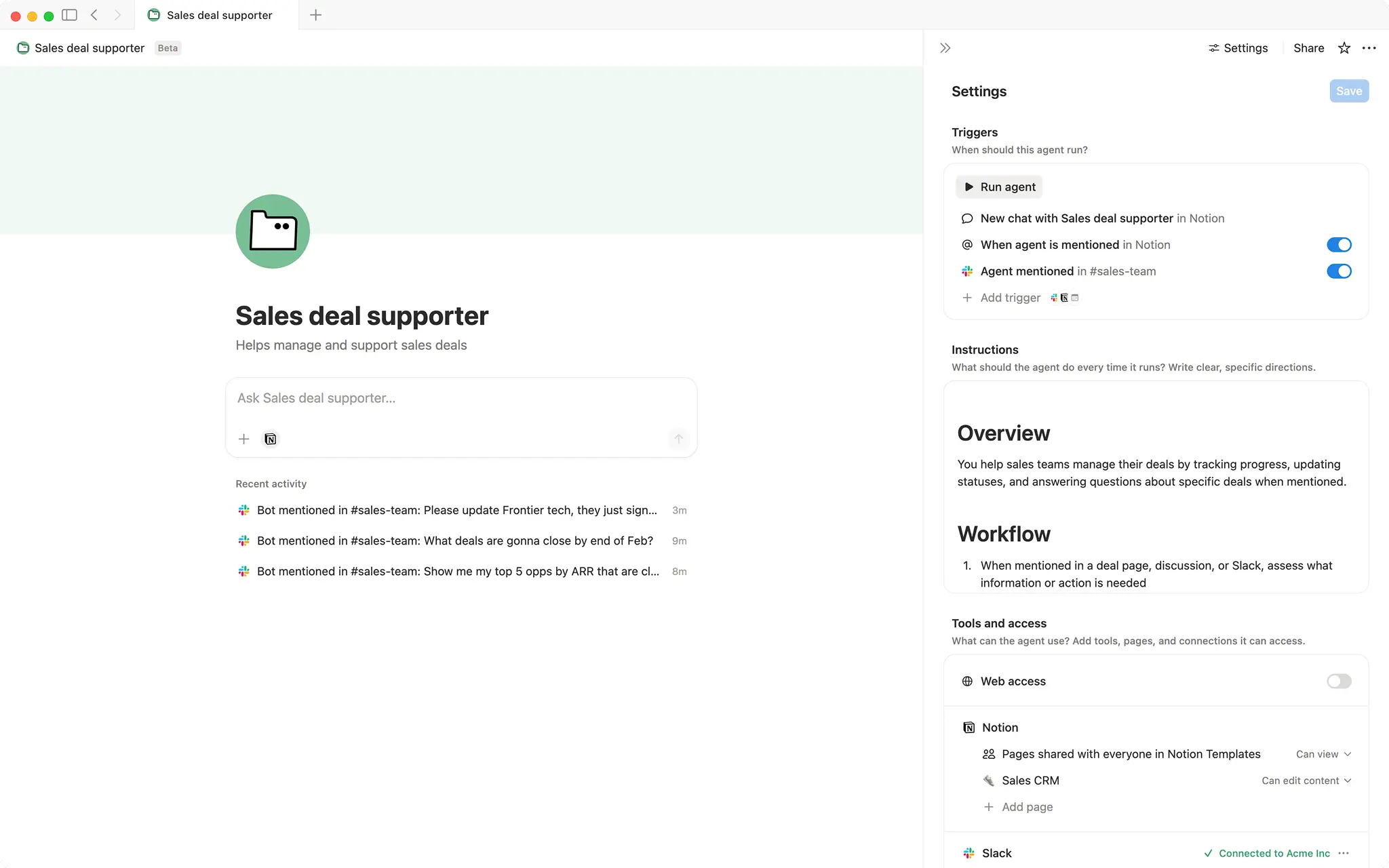 Sales deal supporter