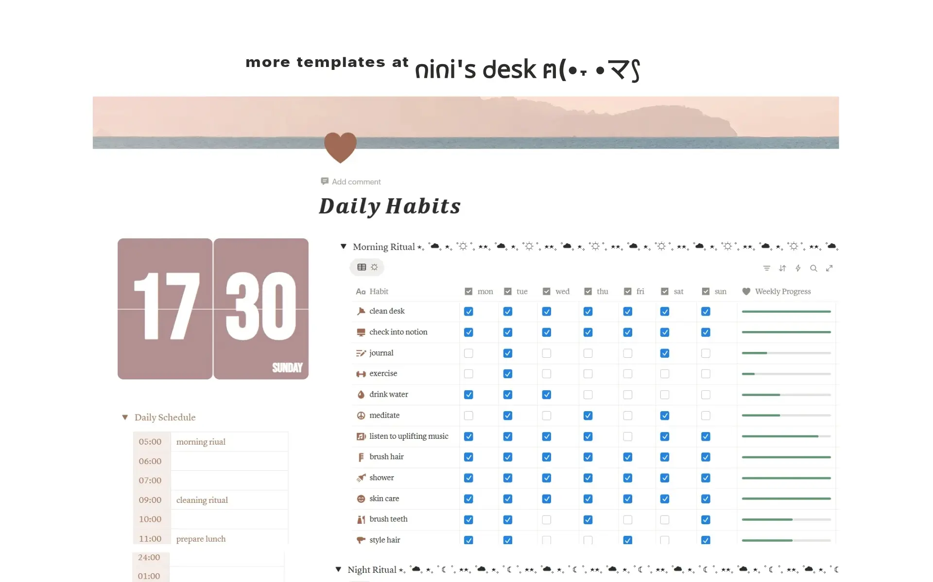 Screenshot of Habits that stick collection by Notion