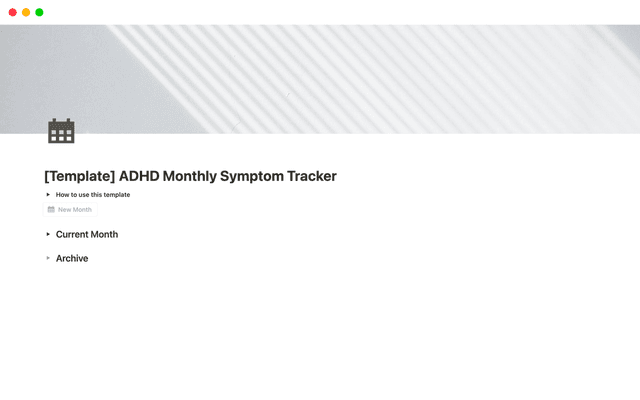 ADHD Monthly Symptom Tracker | Symptom Chart