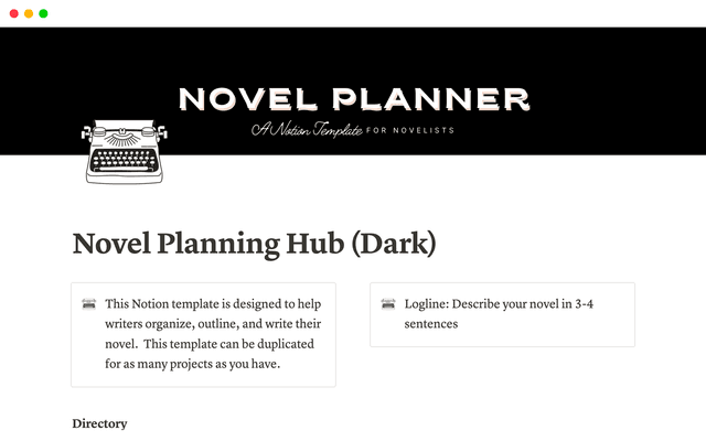 Novel Planner in Notion