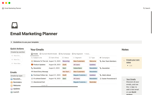 Email Marketing Planner